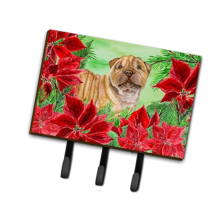 Carolines Treasures Shar Pei Puppy Poinsettas Leash or Key Holder CK1366TH68